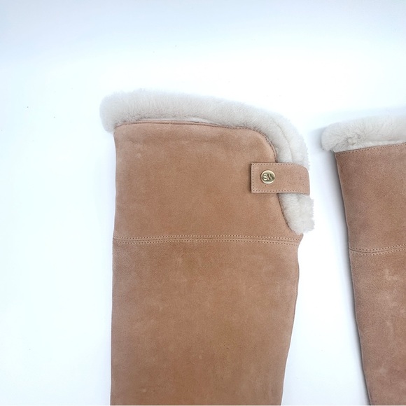 Stuart Weitzman Alpine Shearling Trim Leather Knee High Boots Size 9 - Picture 4 of 16